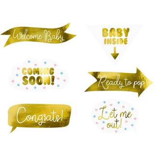 6 stk. Babyshower Fotorekvisitter – Skab sjove, uforglemmelige øjeblikke