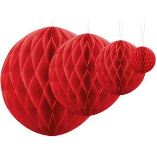Rød Honeycomb Bolde 20 cm Silkepapir – Perfekt til festlig loftdekoration