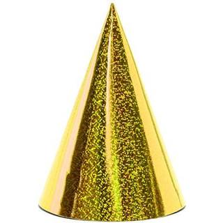 Partyhatte guld holografisk, 6 stk