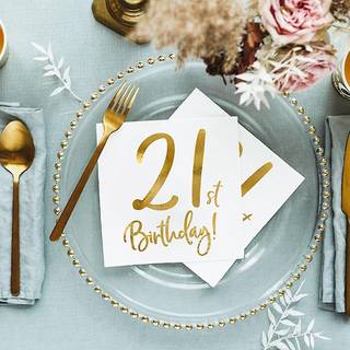 Servietter 21th birthday, guld