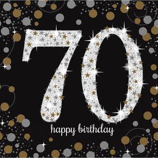 70 års fødselsdag servietter 16 stk. - Sølv