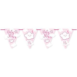 Vimpel Guirlande 'Hello World!' Babyshower Girl 20x30 Cm 6 Meter