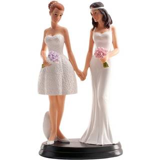 Topfigur brudepar 2 kvinder 20 cm