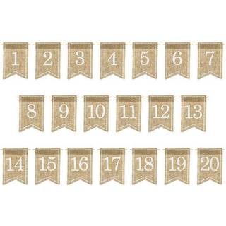 Bordnumer Jute med hvidt print 1-20