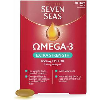 Seven Seas Omega 3 fiskeolie ekstra styrke med vitamin D - 30 kapsler