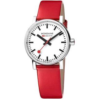 Mondaine evo2 Red Leather Strap White Dial Unisex Watch MSE.35110.LC