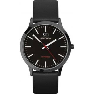 Sekonda Classic Quartz Black Dial Black Leather Strap Unisex Watch 1941