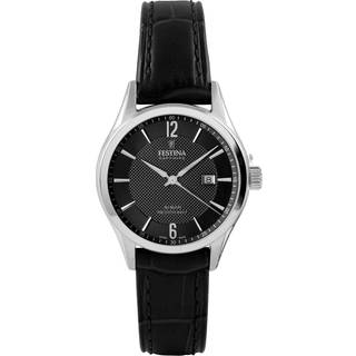 Festina Swiss Made dameur i stål med sort urskive