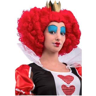 Herzkönigin Perücke mit Krone