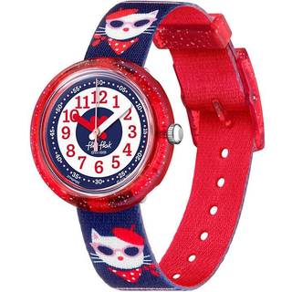 Flik Flak City of Life Catitude Quartz Movement Blue Dial Textile Bracelet Kids Watch FPNP065