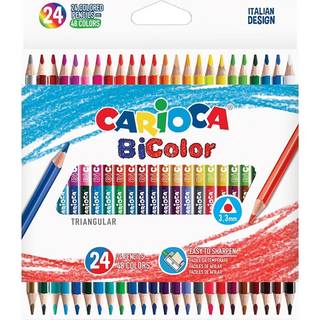 Farveblyanter fra Carioca - 24stk. Dobbelt Farve - Trekantet 3,3mm (48 farver)