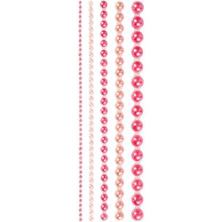 Pink Halv-perler 2-8 mm, 140 stk. til kreative projekter