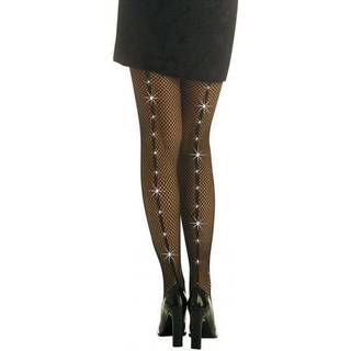 Netzstrumpfhose schwarz mit Schmucksteinen