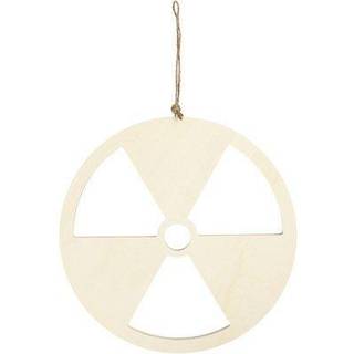Rundt skilt: Atomkraft Nej Tak i lyst træ, 21,3 cm