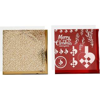 Dekorationsfolie & Limark - 4 stk. 15x15 cm, Guld/Rød/Hvid