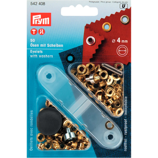 Ösen mit Scheiben gold 4mm 50 Stück - Gold