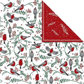 Designpapir med fugle og grene, 5 ark, 30,5x30,5 cm