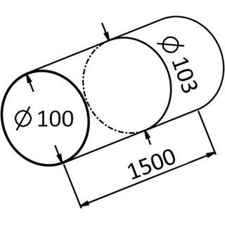 Rund Ø100 kanalrør L=1,5m PVC