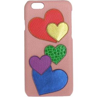 Dolce & Gabbana Chic Pink Leather Heart-Embellished Phone Cover
