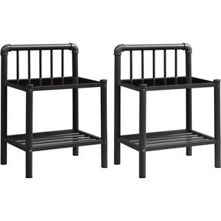 sengeskabe 2 stk. metal og glas grå og sort
