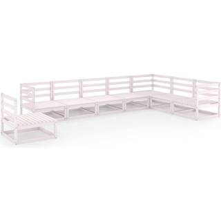 Loungesæt Til Haven 8 Dele Massivt Fyrretræ - Sort / Nej