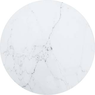 bordplade Ø40x0,8 cm hærdet glas med marmordesign sort