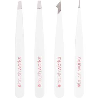 Brushworks The Complete pincet-sæt til øjenbryn White & Pink - 4 stk.