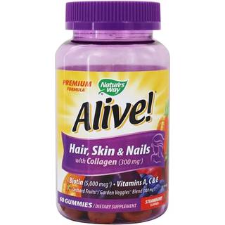 Nature's Way – Alive!® Hair, Skin & Nails Gummies, Strawberry 60 stk