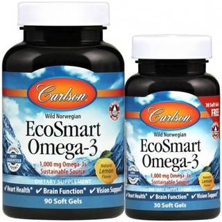 EcoSmart Omega-3, 1000mg Natural Lemon - 90 + 30 softgels