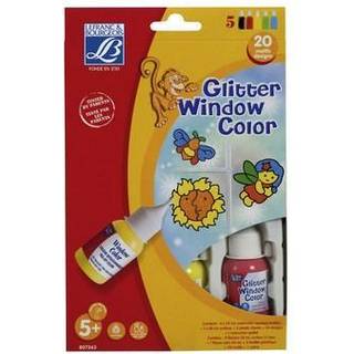 Vinduesmaling glitter 4x35ml +1x60ml sort