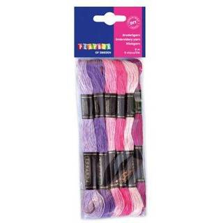 Broderigarn, 6-pak Rosa/Lilla