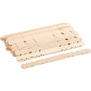 Konstruktionspinde Birk 11,4 cm, 30 stk Konstruktionspinde i lyst træ. Pindene måler 11,4 cm i længden og er 10 mm brede.