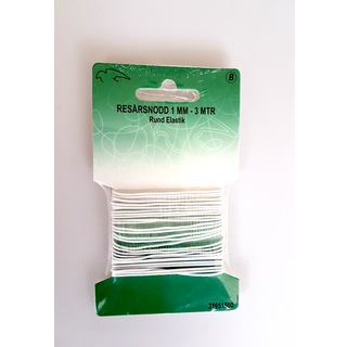 Rund Elastik - Hvid - 1 mm x 3 m