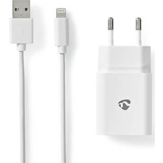 Nedis Vægoplader | 12 W | Hurtigopladningsfunktion | 1x 2.4 A A | Antal output: 1 | USB-A | Lightning 8-Pin (Loose) kabel | 1.00 m | Single Voltage Output | Hvid