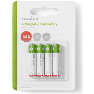 Nedis Genopladelige Ni-MH Batteri AAA | 1.2 V DC | 700 mAh | Forudladet | 4-Pakke