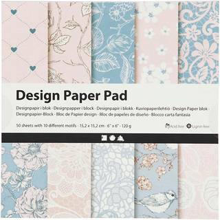 Rosa Designpapir i Blok, 120 g, 50 Ark