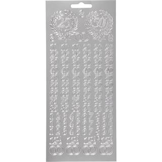 Sølv Jubilæums Stickers - 10x23 cm, 1 ark