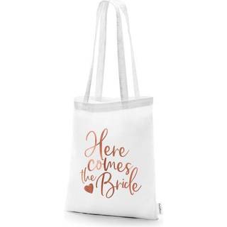 Brudens Bomuldstote Hvid & Rosenguld 39x42cm – Elegance til den store dag