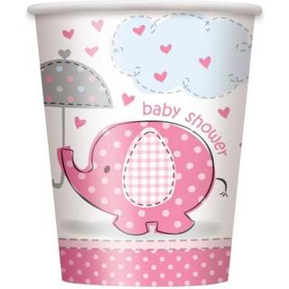 8 stk Papkrus - Lyserød Baby shower 270ml