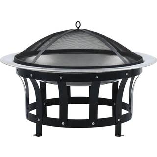bålfad med grill rustfrit stål 76 cm