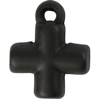 Sort Metal Kors Vedhæng 10x10 mm - 4 stk.