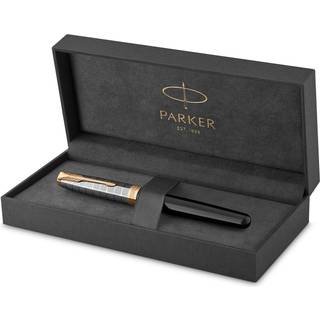 Sonnet Metal & Black GT Fountain Pen Medium Nib 18K, Parker 2119785