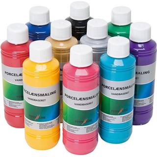 Keramik- og porcelænsmaling, ass. farver, 10x250 ml/ 1 pk.