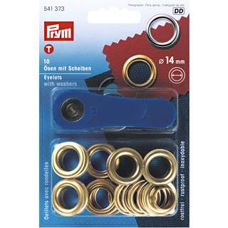 Ösen mit Scheiben gold 14mm 10 Stück - Gold