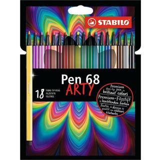 STABILO ARTY Pen 68 Brush - 18 tusser med blød og fleksibel spids