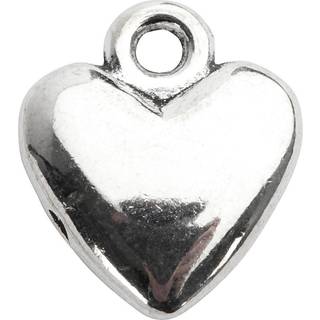 Forsølvet Hjertevedhæng 10 stk. - 13x15 mm