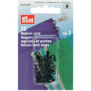 Prym Sorte Metal hægter, 12 Stk. Fine sorte metal hægter til ethvert projekt. Fås i 3 størrelser Antal:12 sæt.
