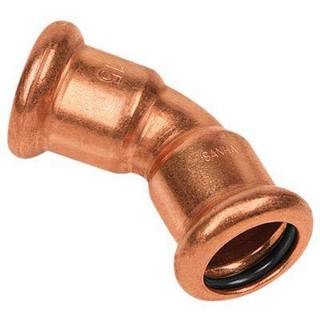 kobber Cu press bøjning 54 mm 45º med to muffer