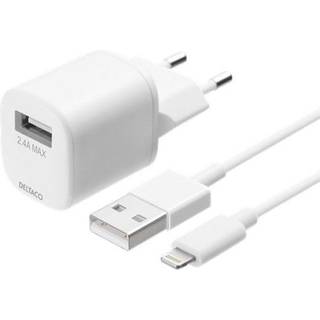 Deltaco USB-A vægoplader m/ Lightning-kabel
