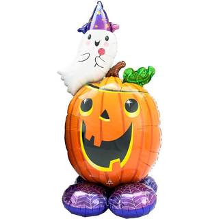 Stående Airloonz Halloween græskar folieballon 142 cm.